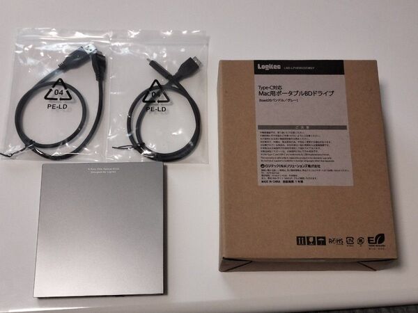ロジテック Type-C対応 Mac用ポータブルBDドライブ LBD-LPVEWU3CMGY 外付け