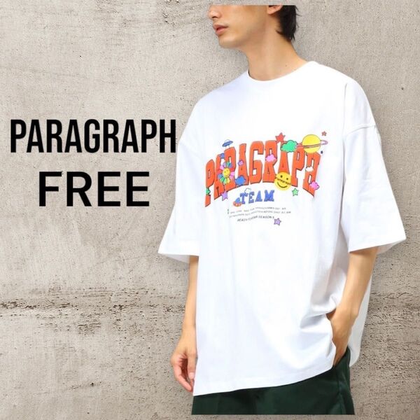 Paragraph パラグラフ バックプリント クルーネック 半袖 Tシャツ