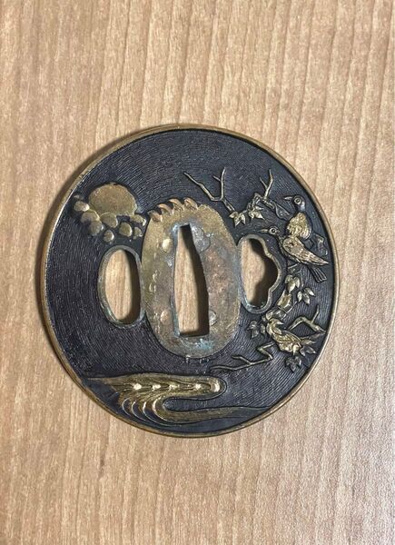 鍔 刀装具 刀鍔 彫金 象嵌 日本刀 高彫 銅地 縁輪