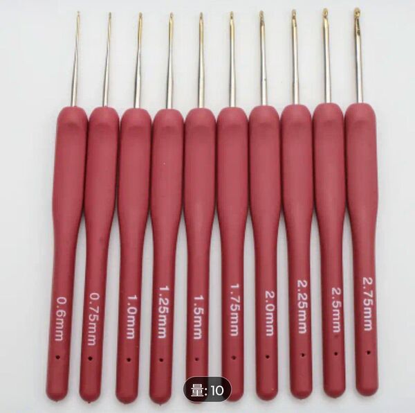 新品 レース針セット 10本 0.6mm〜2.75mm かぎ針セット