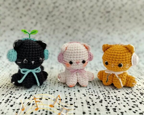 アメリカ大人気 初心者様向け あみぐるみ 3匹 猫ちゃん あみぐるみ作成キット