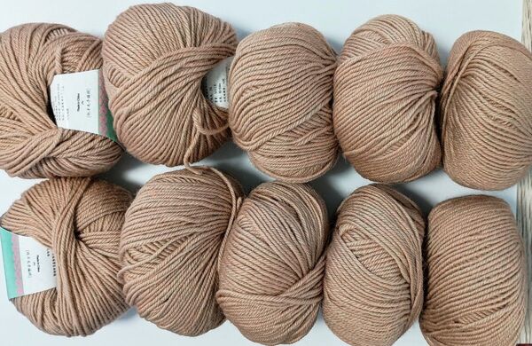 並太毛糸 メリノウール 50g×10玉 キャメル駱駝色 大容量