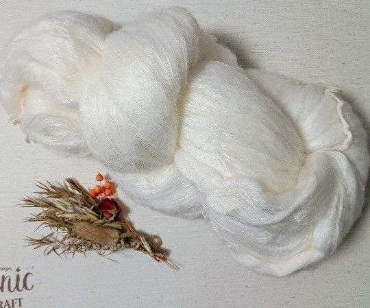 パールホワイトモヘア 極細 約296g 大カセ毛糸 ふわふわウールモヘア 特別価格 カセ毛糸