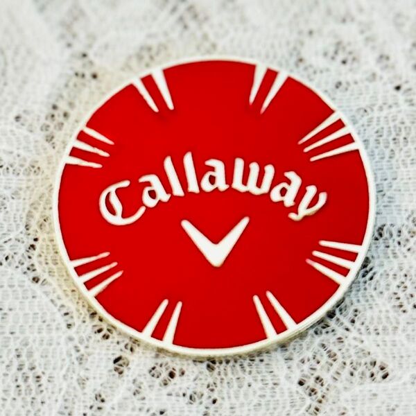 【新品】 Callaway キャロウェイ ゴルフ マーカー リバーシブル 赤×白