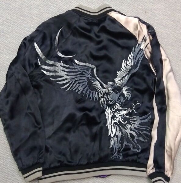 雅結 リバーシブルスカジャン 月と鳳凰柄 レーヨン製 sizeM