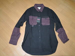  new goods PEEL&LIFT Army shirt M black pi-ru Anne drift satin army shirt ARMY flannel military 