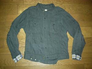ＡＧ 刺繍 シャツ ジャケット ストライプ柄 ４６エージー ステッチ ネイティブ