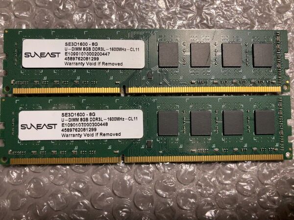 DDR3L-1600(PC3L-12800) デスクトップPC用メモリー 8GB×2枚 16GB【SUNEAST】④