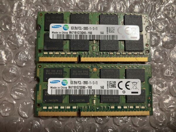 DDR3 PC3L-12800 8GBx2枚 16GB DDR3L-1600 ノートパソコンメモリ【SAMSUNG】⑥