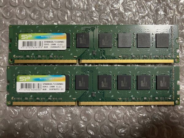 DDR3-1600(PC3-12800) デスクトップPC用メモリー 8GB×2枚 16GB【Silicon Power】②