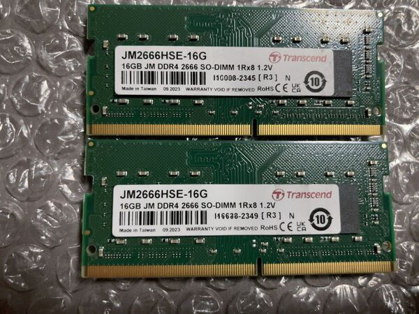 DDR4 PC4-21300 16GBx2枚 32GB DDR4-2666 ノートパソコン用メモリ【Transcend】②