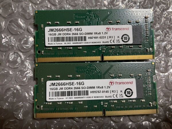 DDR4 PC4-21300 16GBx2枚 32GB DDR4-2666 ノートパソコン用メモリ【Transcend】③