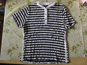  beautiful goods Burberry Golf short sleeves shirt L size lady's border hose Mark embroidery 