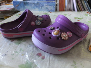  new goods tag attaching Crocs sandals 19 centimeter J1 purple hole . snow. woman . L sa