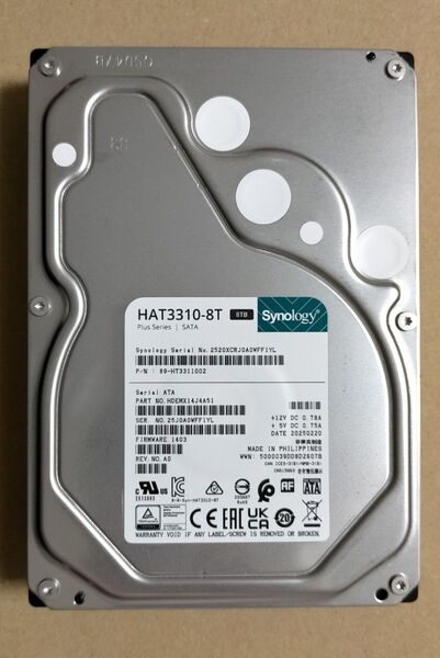 2点セット ほぼ新品 Synology NAS HAT3310 8TB SATA HDD 3.5インチ 計16TB