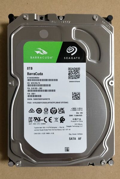タイムセール ほぼ新品 Seagate BarraCuda ST8000DM004 内蔵HDD SATA3 8TB