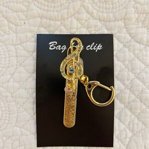 porte ト音記号デザインバッグキークリップ(マルチカラー) (ゴールド)