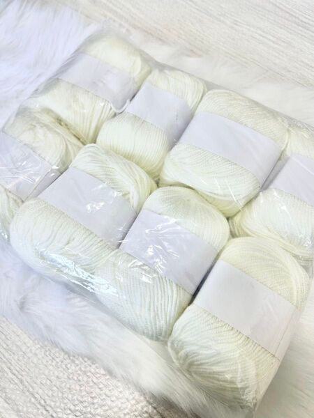 カシミヤ シルク 毛糸 ウール 8玉 約400g 白 ホワイト 編み物