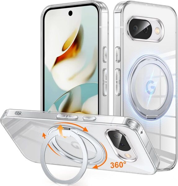 Google Pixel 9a 用 ケース Magsafe対応 ワイヤレス充電 360°回転スタンド