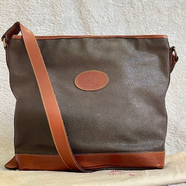 【中古・極美品】MULBERRY マルベリー ショルダーバッグ 内側チェック柄 斜め掛け PVC×レザー