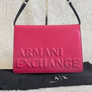【未使用品級】ARMANI EXCHANGE アルマーニエクスチェンジ ハンドバッグ A/X エンボスロゴ ピンク