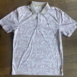 アーノルドパーマー Arnold Palmer GOLF ポロシャツ ワンポイントロゴ 総柄 半袖 M グレー 白 ホワイト