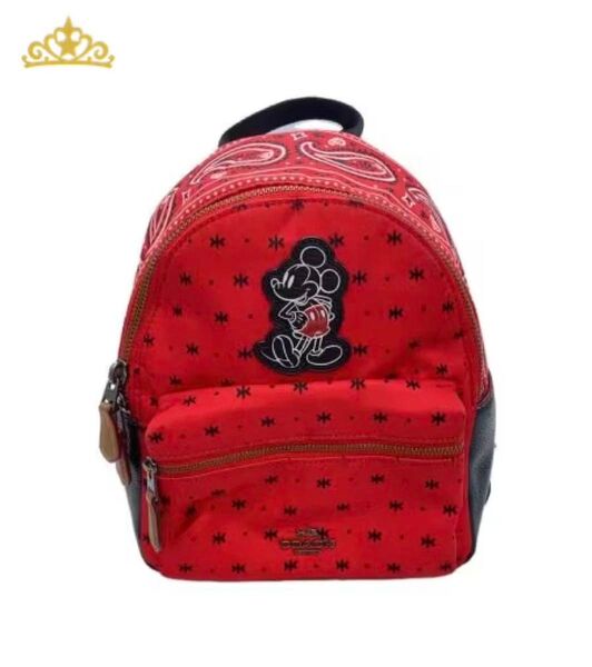 COACH × ディズニー レザーコンビ リュック コーチ ミッキーマウス コラボ レディース バックパック ヴィセトス柄