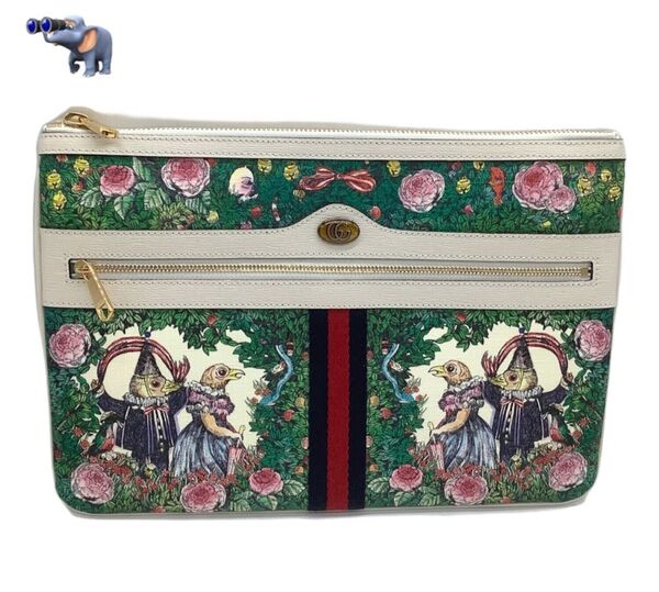 GUCCI × ヒグチユウコ GGスプリームキャンバス セカンドバッグ レディース クラッチバッグ ポーチ