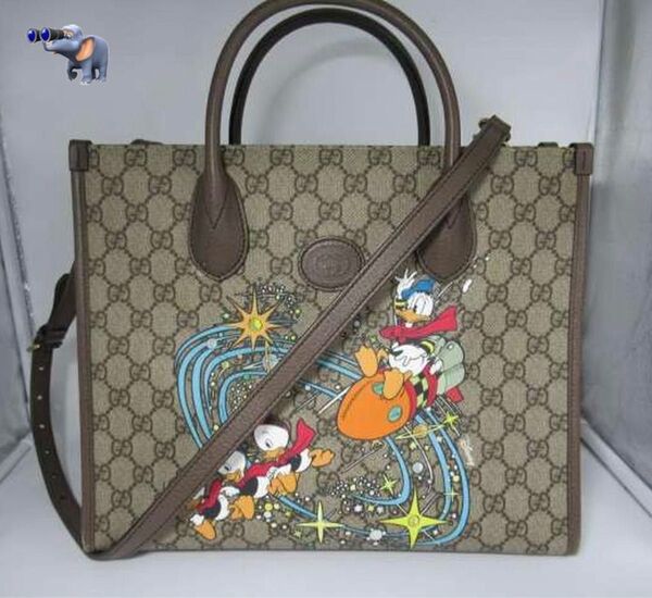 GUCCI グッチ ディズニー 2WAY トートバッグ ドナルドダック コラボ ショルダーバッグ ハンドバッグ