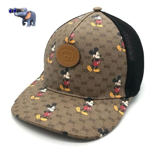 GUCCI Disney マイクロGG ベースボールキャップ ミッキーマウス コラボ メッシュ 帽子