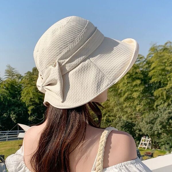 日よけ帽子 レディース つば広 折りたたみ 夏 帽子 蝶結び バケット おしゃれ リボン サンハット