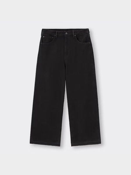 GU スーパーバギージーンズ ブラック ワイドデニムパンツ ジーユー