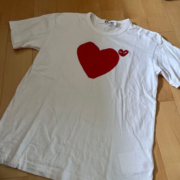 正規品PLAY COMME des GARCONS Tシャツ ハートロゴ両面ハートL
