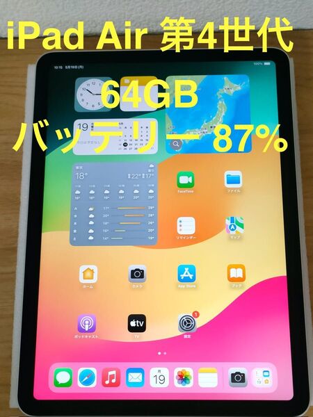 【美品】iPad Air 第4世代 Wi-Fi 64GB シルバー MYFN2J/A A2316 動作確認済み