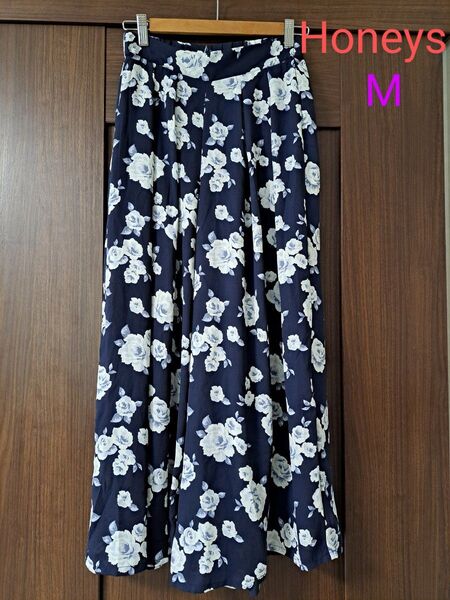 ハニーズ 花柄 ワイドパンツ ボトムス 春夏 レディース M