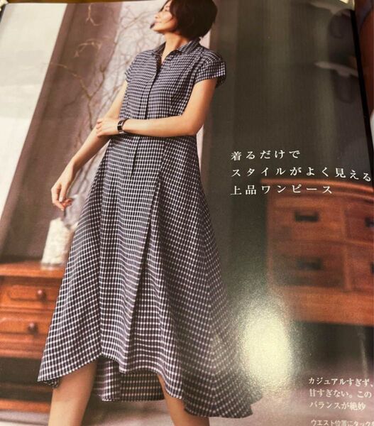 美品マッキントッシュロンドンワンピースギンガムチェックロング38トリアセテート