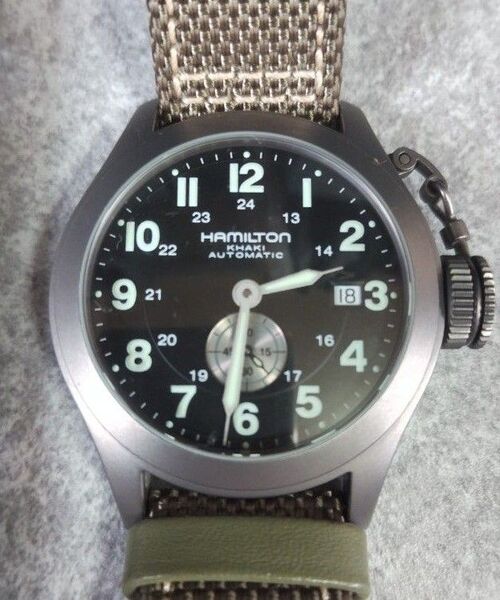 Hamilton ハミルトン カーキ ネイビーフロッグマン H774450 稼働品 裏スケ