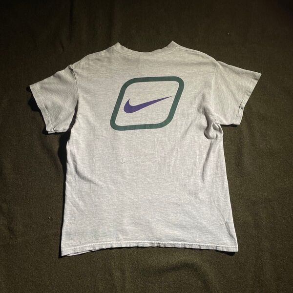 90s USA製 VINTAGE NIKE スウォッシュロゴ プリントTシャツ