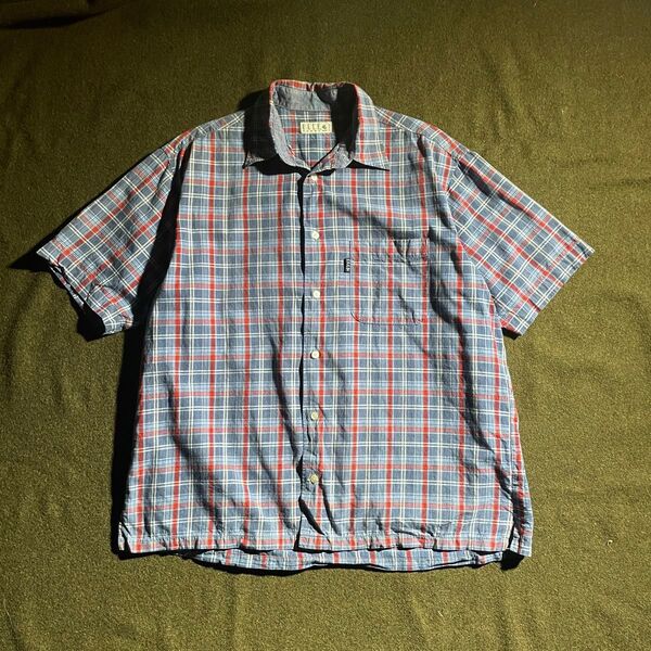90s ELLE HOMME コットン チェック ボックス 半袖シャツ L