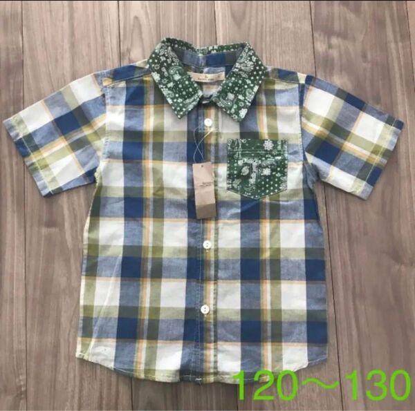 GLOBAL WORK 半袖チェックシャツ 120〜130 新品 タグ付き