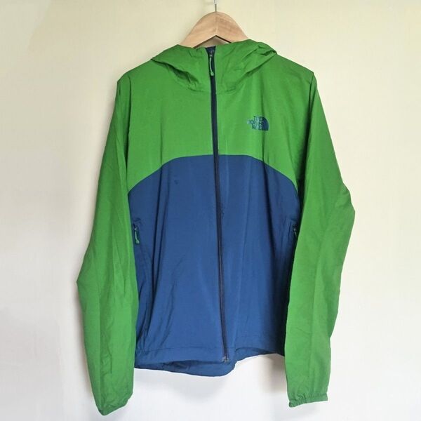 【美品 S】THE NORTH FACE スワローテイル フーディ 緑×青