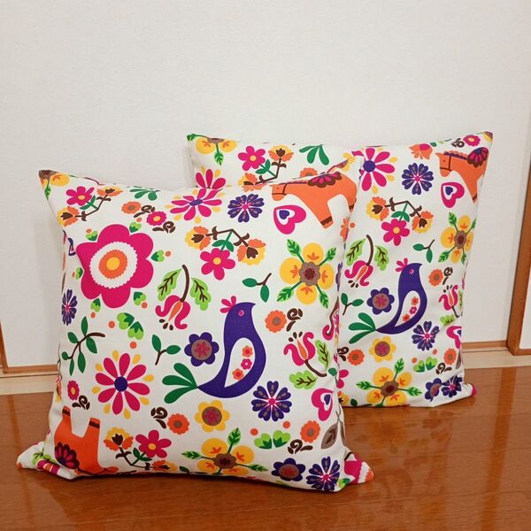 クッションカバー 45×45用 花柄 ハンドメイド 2枚セット