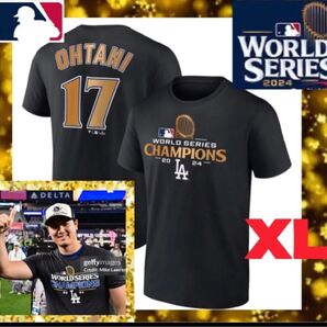 大谷翔平 ドジャース ネーム ナンバー Tシャツ ワールドシリーズ 優勝 MLB公式 ブラック ユニフォーム