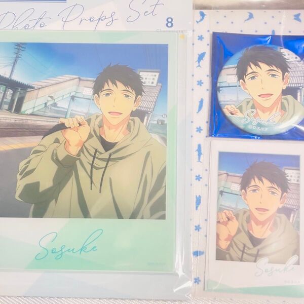 京アニ Free! 岩美町 フォトプロップスセット フォトカード 缶バッジ 山崎宗介