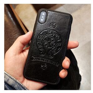 iPhoneX/XS★最新素材TPUスマホケース人気のホースシュー&クロス【ブラック】