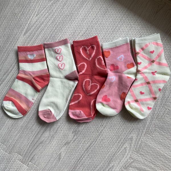 激安 16-18センチ 靴下 まとめ売り 女の子 ハート ピンク