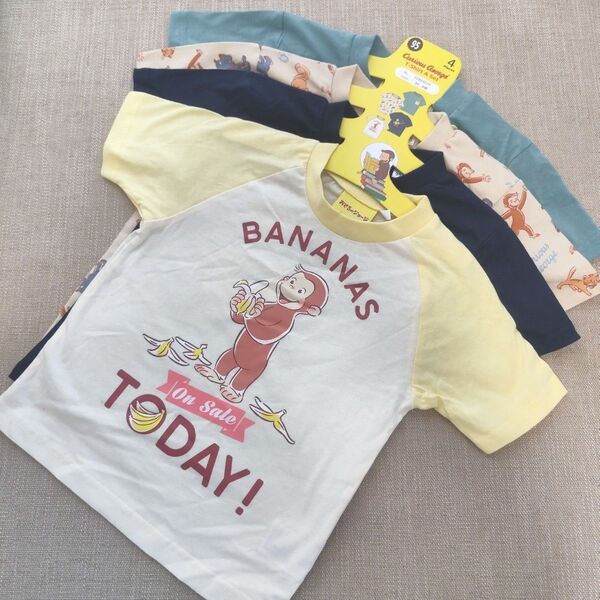 新品 おさるのジョージ 綿100% 半袖Tシャツ 4枚セット 95 ティーシャツ