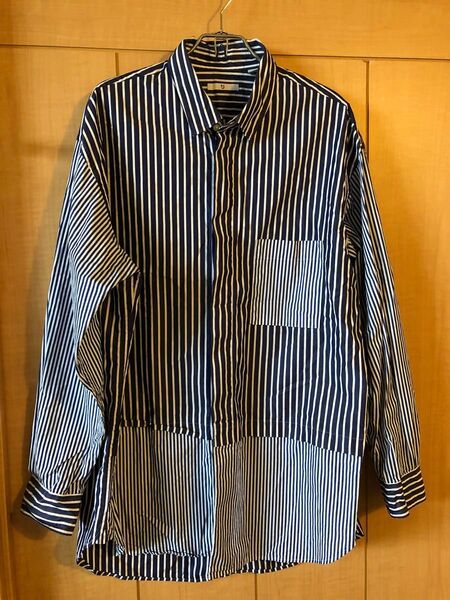 UNIQLO +J スーピマコットンオーバーサイズシャツ ストライプ ブルー L