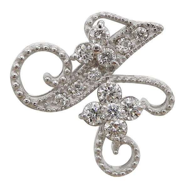 ペンダント K18WG ダイヤモンド0.18ct イニシャルKモチーフ
