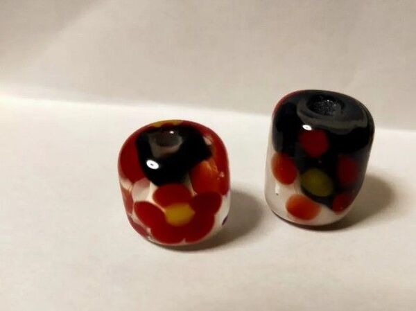 とんぼ玉 ハンドメイド ガラス 手作りとんぼ玉 アクセサリー カラー 赤色 黒色 白色 セット チャーム